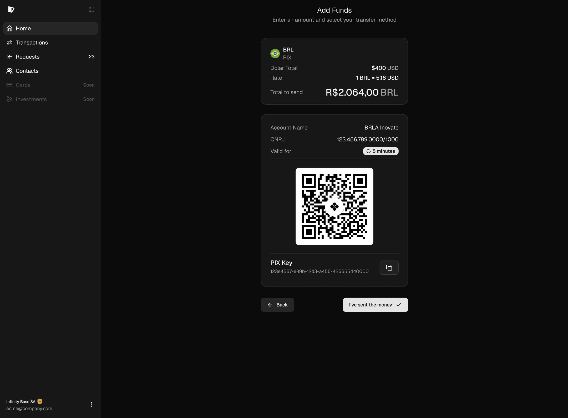 Payment instructions and the time limit for completing the transfer.